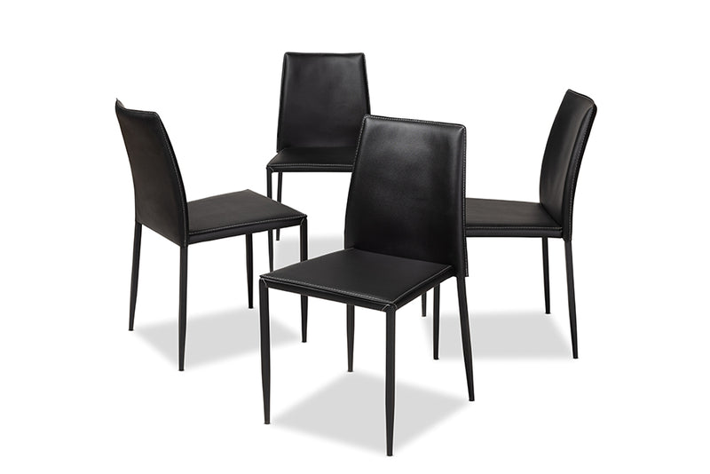 Takeo Modern and Contemporary Black Faux Leather Upholstered Dining Chair (Set of 4)