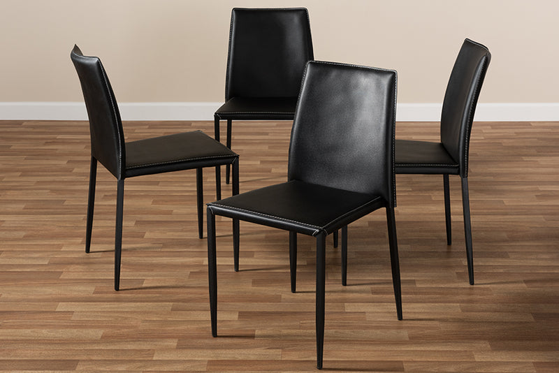 Takeo Modern and Contemporary Black Faux Leather Upholstered Dining Chair (Set of 4)