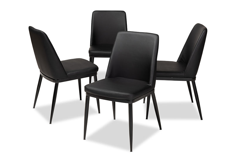 Kaia Modern and Contemporary Black Faux Leather Upholstered Dining Chair (Set of 4)