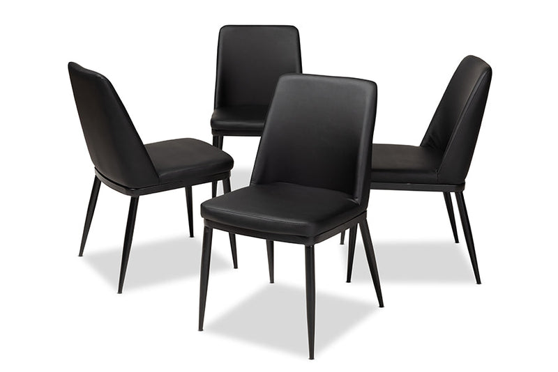Kaia Black Faux Leather Upholstered Dining Chair (Set of 4) Baxton