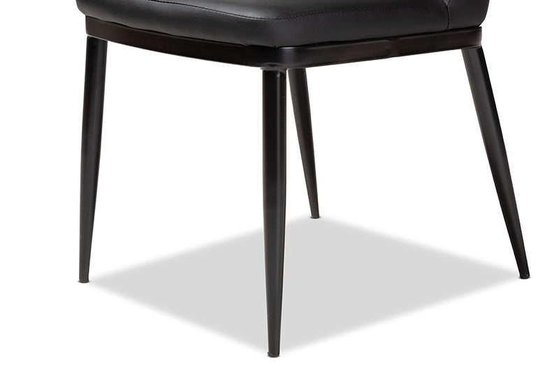 Kaia Modern and Contemporary Black Faux Leather Upholstered Dining Chair (Set of 4)