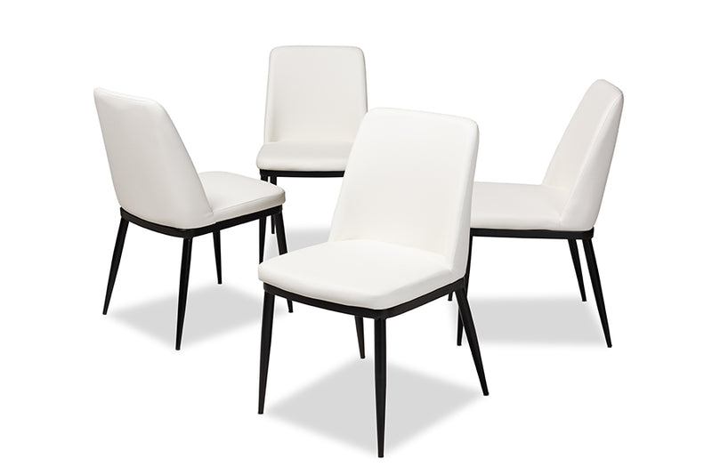 Kaia Modern and Contemporary White Faux Leather Upholstered Dining Chair (Set of 4)