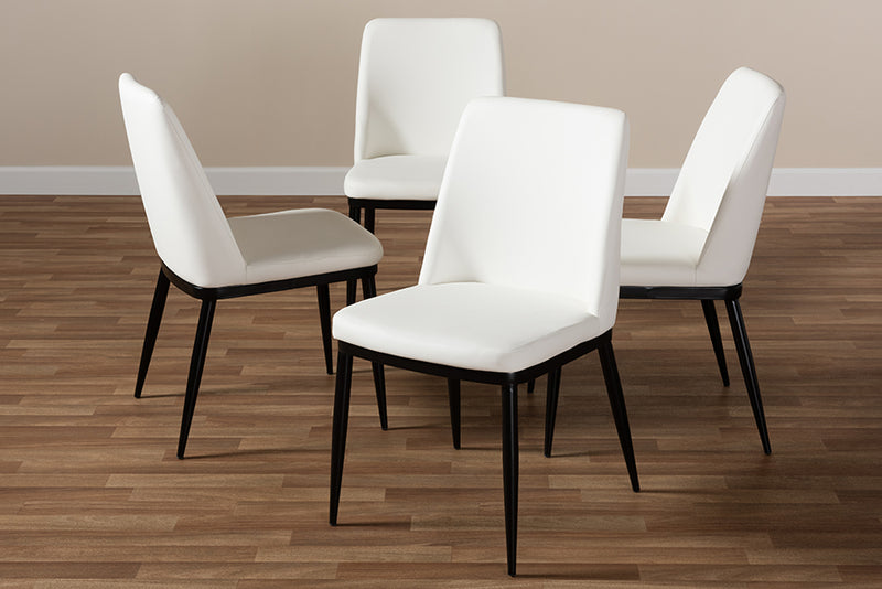 Kaia Modern and Contemporary White Faux Leather Upholstered Dining Chair (Set of 4)