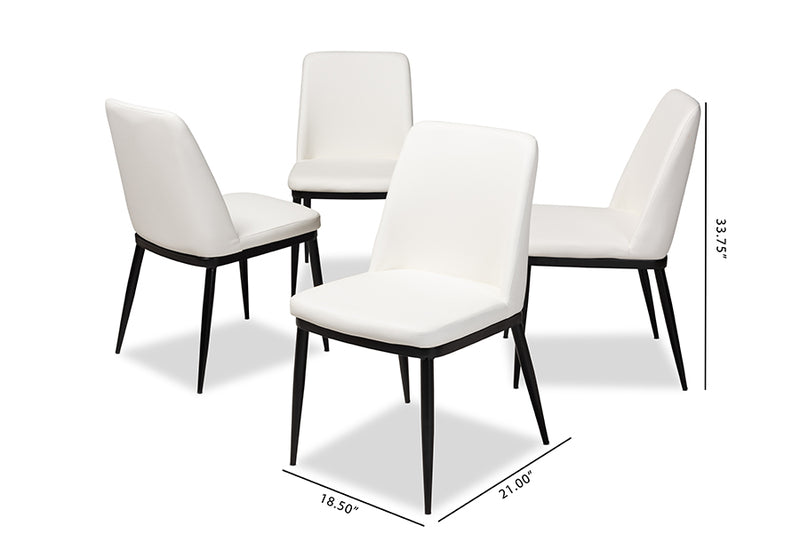 Kaia Modern and Contemporary White Faux Leather Upholstered Dining Chair (Set of 4)