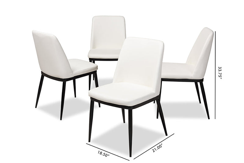 Kaia White Faux Leather Upholstered Dining Chair (Set of 4) Baxton