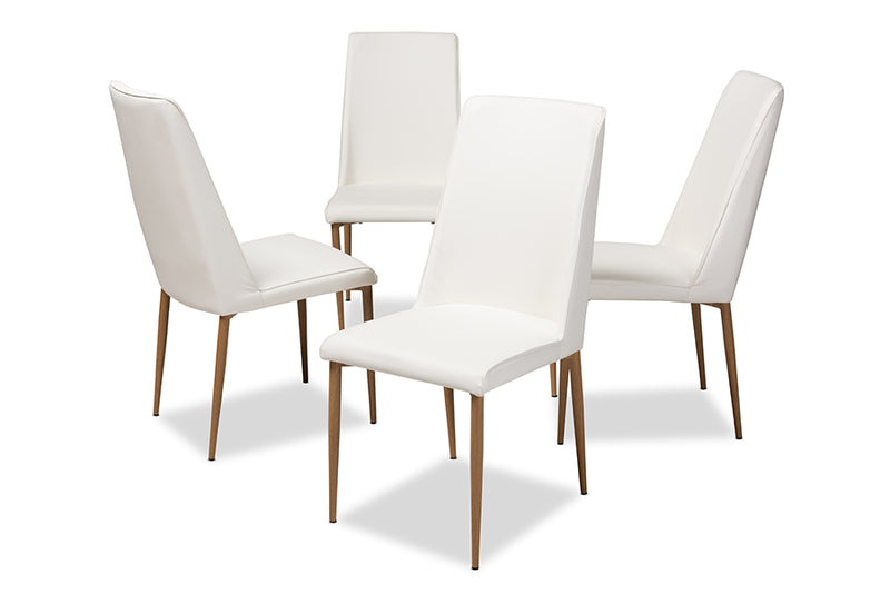 Gardwin Modern and Contemporary White Faux Leather Upholstered Dining Chair (Set of 4)