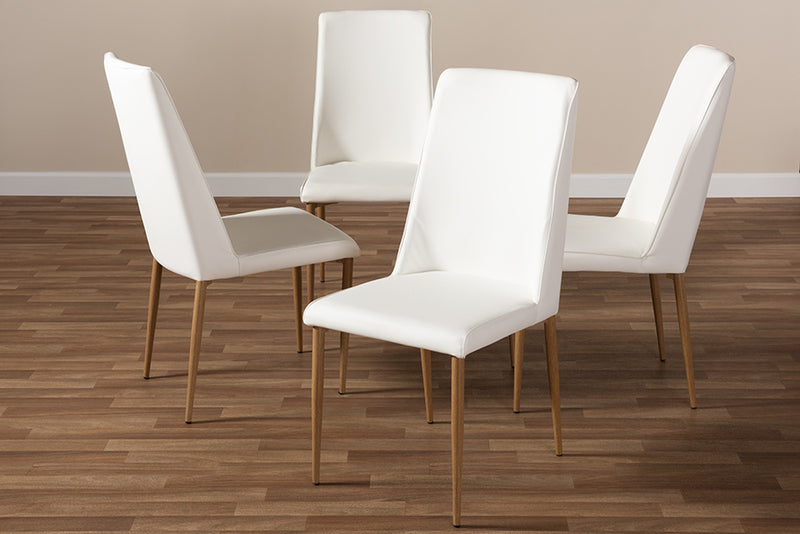 Gardwin Modern and Contemporary White Faux Leather Upholstered Dining Chair (Set of 4)