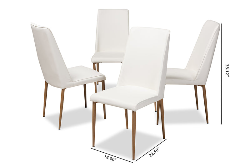 Gardwin Modern and Contemporary White Faux Leather Upholstered Dining Chair (Set of 4)