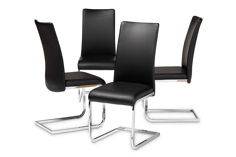 Shanti Black Faux Leather Upholstered Dining Chair (Set of 4) Baxton