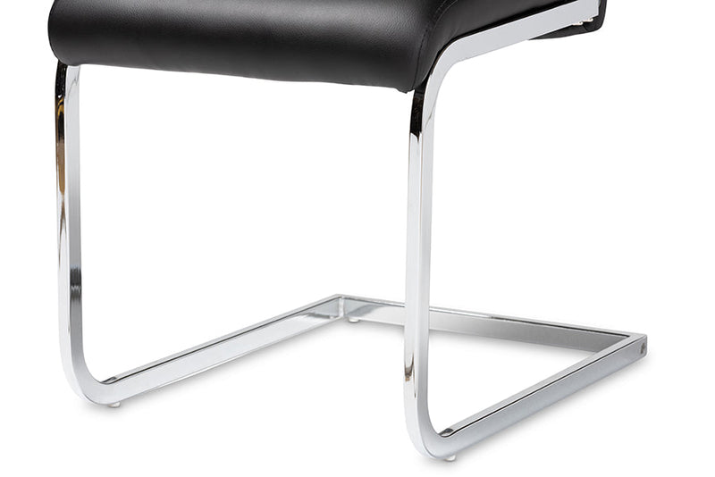 Shanti Black Faux Leather Upholstered Dining Chair (Set of 4) Baxton