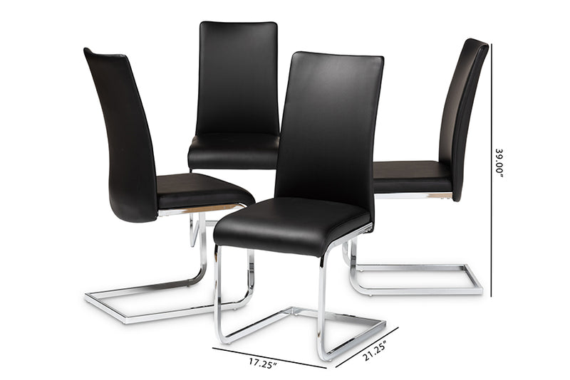 Shanti Modern and Contemporary Black Faux Leather Upholstered Dining Chair (Set of 4)