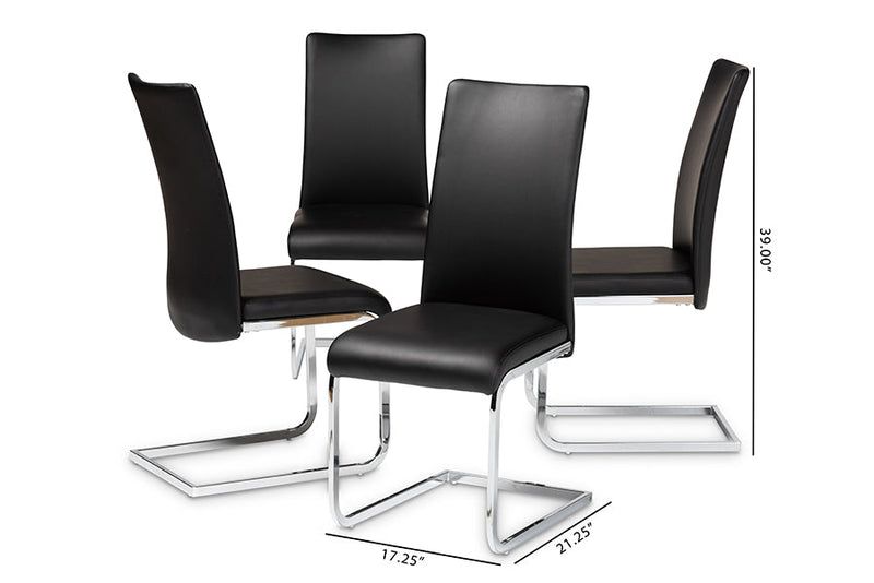 Shanti Black Faux Leather Upholstered Dining Chair (Set of 4) Baxton