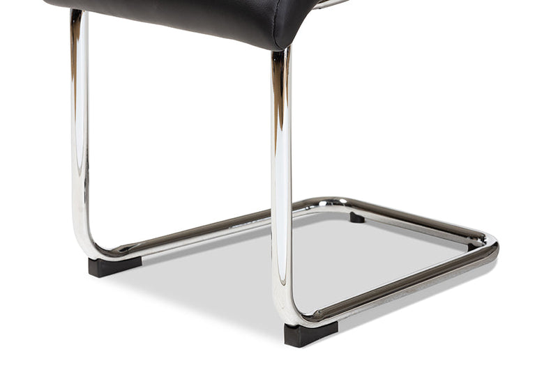 Luise Black Faux Leather Upholstered Dining Chair (Set of 4) Baxton