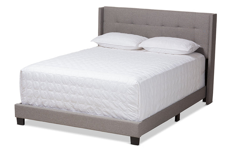 Basque Gray Fabric Upholstered Queen Size Bed Baxton
