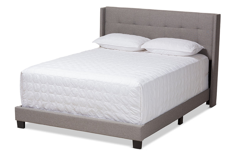 Basque Modern and Contemporary Gray Fabric Upholstered King Size Bed