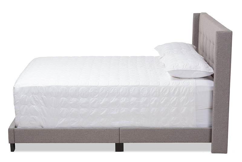 Basque Modern and Contemporary Gray Fabric Upholstered King Size Bed