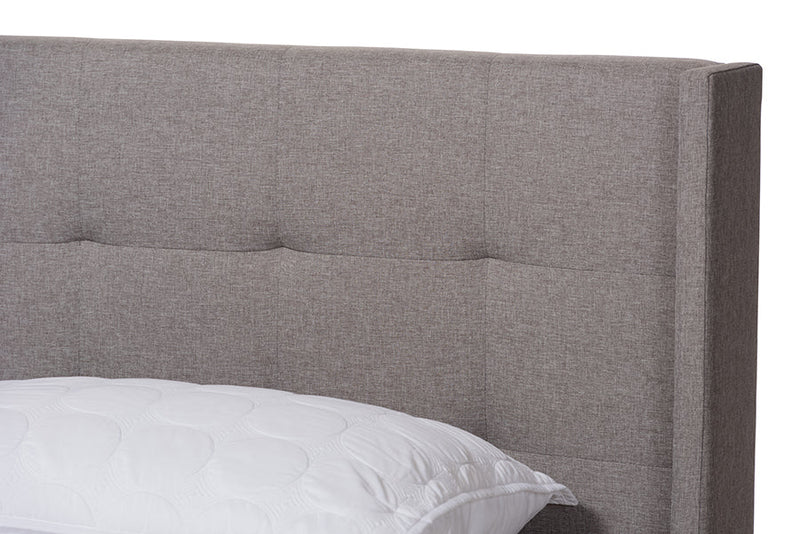 Basque Gray Fabric Upholstered Queen Size Bed Baxton