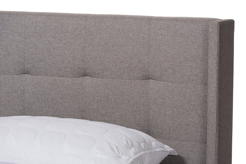 Basque Modern and Contemporary Gray Fabric Upholstered King Size Bed