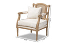 Caleb Ivory Fabric Upholstered Whitewashed Wood Armchair Baxton