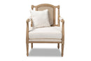 Caleb Ivory Fabric Upholstered Whitewashed Wood Armchair Baxton