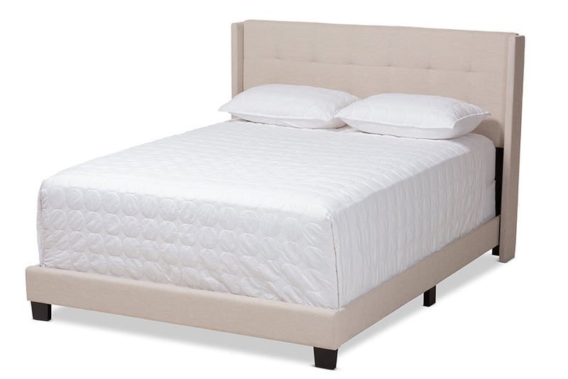 Basque Beige Fabric Upholstered Full Size Bed Baxton