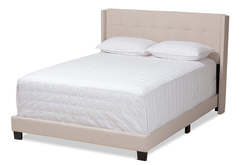 Basque Modern and Contemporary Beige Fabric Upholstered Queen Size Bed