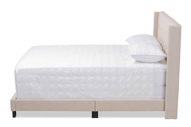 Basque Modern and Contemporary Beige Fabric Upholstered Queen Size Bed