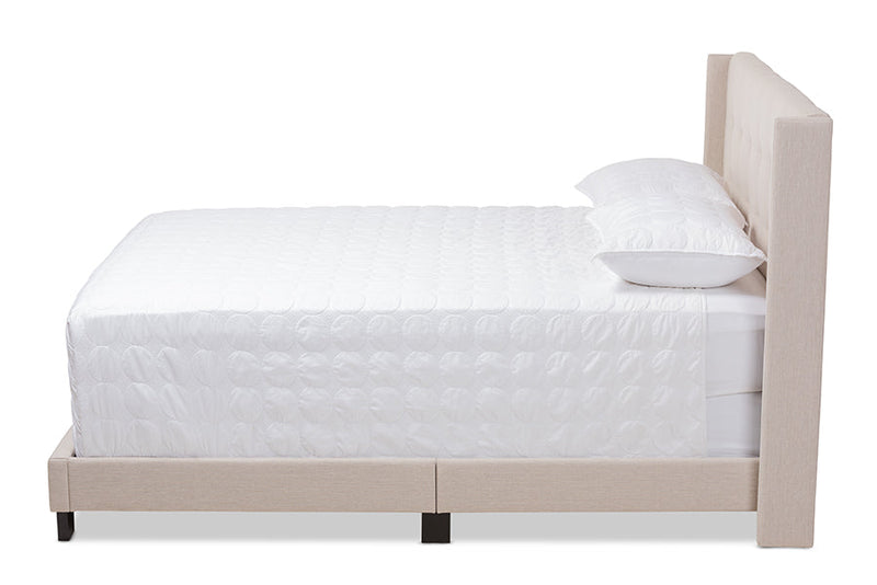Basque Beige Fabric Upholstered Full Size Bed Baxton