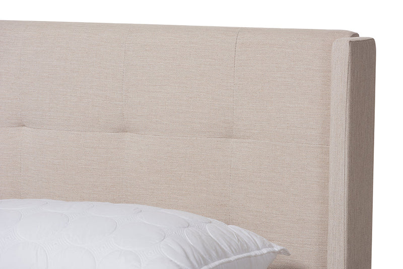 Basque Beige Fabric Upholstered Full Size Bed Baxton