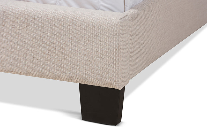 Basque Modern and Contemporary Beige Fabric Upholstered Queen Size Bed