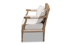Caleb Ivory Fabric Upholstered Whitewashed Wood Loveseat Baxton