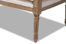 Caleb Ivory Fabric Upholstered Whitewashed Wood Loveseat Baxton
