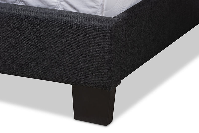 Basque Modern and Contemporary Charcoal Gray Fabric Upholstered King Size Bed