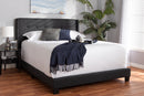 Basque Charcoal Gray Fabric Upholstered King Size Bed Baxton