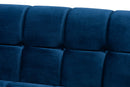 Marlie Navy Blue Velvet Fabric Upholstered Brushed Gold Finished Sofa Baxton