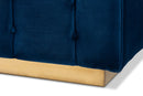 Marlie Navy Blue Velvet Fabric Upholstered Brushed Gold Finished Sofa Baxton