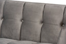 Herald Gray Velvet Fabric Upholstered and Button Tufted Sofa w/Gold-Tone Frame Baxton