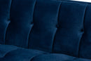Herald Royal Blue Velvet Fabric Button Tufted Gold Sofa w/Gold-Tone Frame Baxton