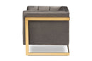Herald Gray Velvet Fabric Button Tufted Armchair w/Gold-Tone Frame Baxton