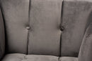 Herald Gray Velvet Fabric Button Tufted Armchair w/Gold-Tone Frame Baxton