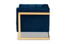 Herald Royal Blue Velvet Fabric Button Tufted Armchair w/Gold-Tone Frame Baxton