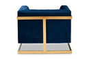 Herald Royal Blue Velvet Fabric Button Tufted Armchair w/Gold-Tone Frame Baxton