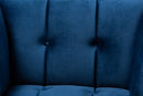 Herald Royal Blue Velvet Fabric Button Tufted Armchair w/Gold-Tone Frame Baxton