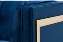 Herald Royal Blue Velvet Fabric Button Tufted Armchair w/Gold-Tone Frame Baxton
