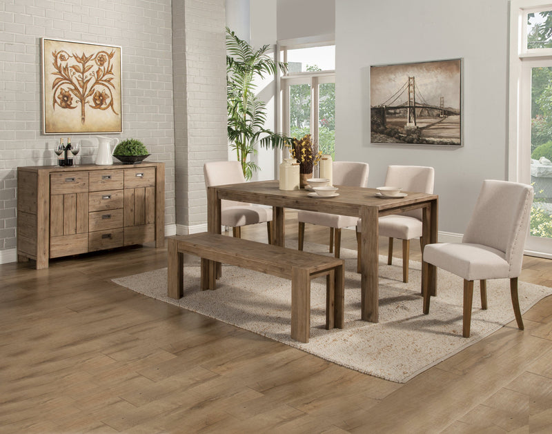Brayden 58" Dining Bench, Antique Natural Alpine