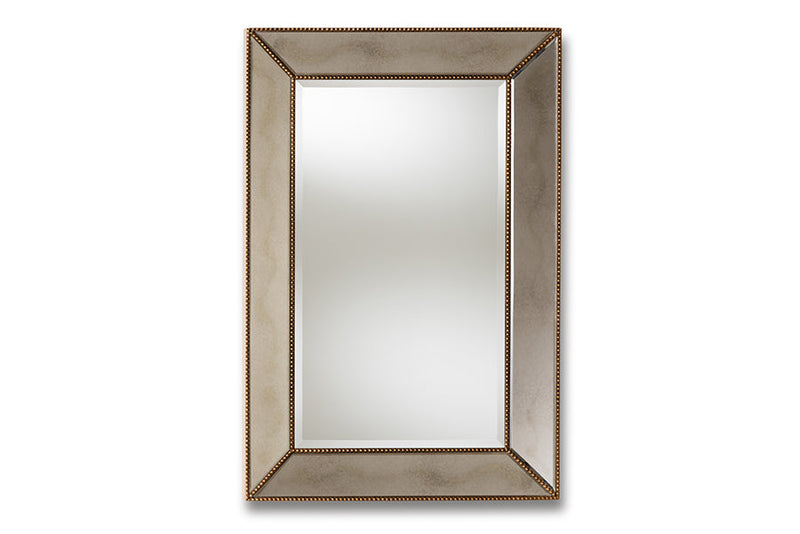 Wagner Antique Gold Finished Rectangular Accent Wall Mirror Baxton