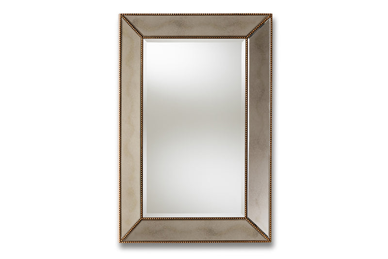 Wagner Modern and Contemporary Antique Gold Finished Rectangular Accent Wall Mirror