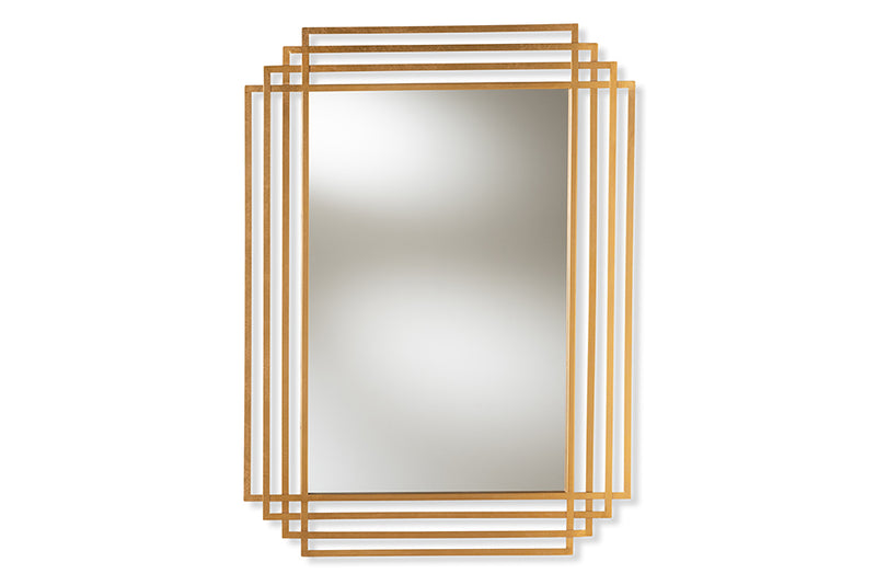 Dalini Art Deco Antique Gold Finished Rectangular Accent Wall Mirror