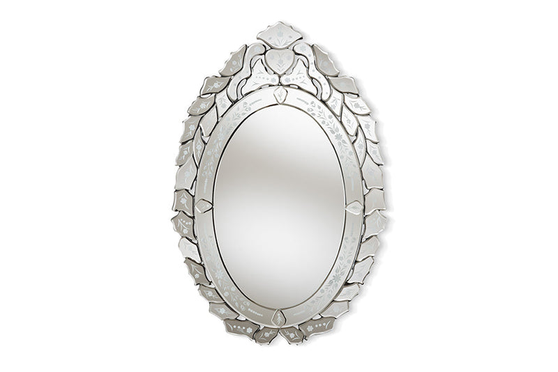 Hevea Silver Finished Venetian Style Accent Wall Mirror Baxton