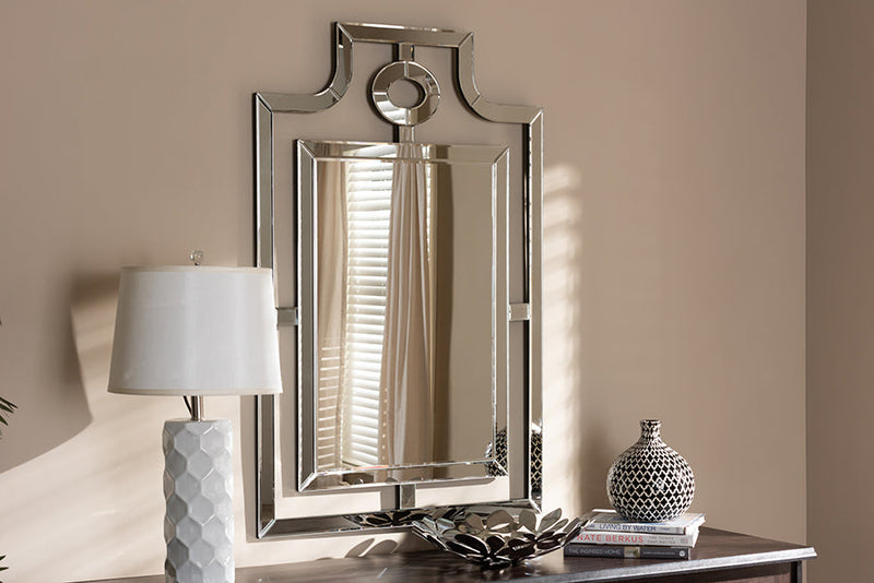 Jetsam Silver Finished Pagoda Wall Accent Mirror Baxton
